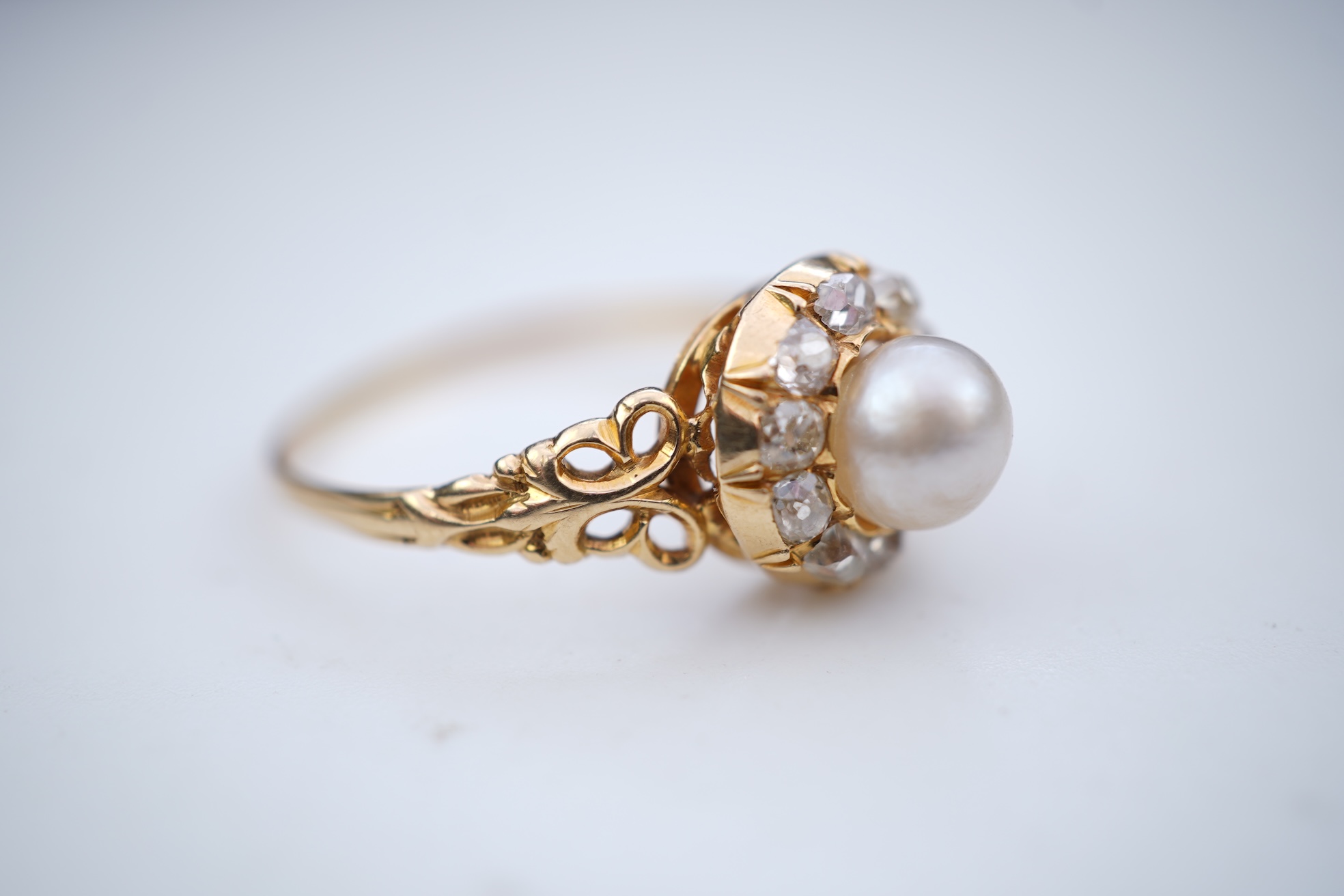 A Victorian pearl and diamond ring, late 19th century